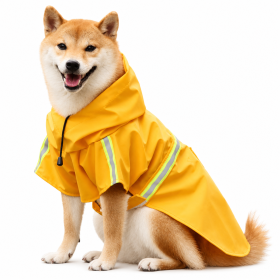 Large and small dog raincoat cloak type reflective strip pet raincoat windproof rainproof dog hooded raincoat (Product Color: Orange, size: 4XL (24-33 kg))