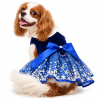 Blue Snowflake Harness Dress with Matching Leash for Small and Medium Dogs
