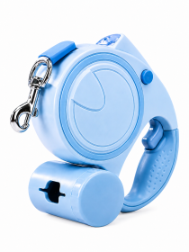 Traction Leash with Light and Waste Bag Storage (Product Color: Blue, Product Size: S)