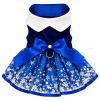 Blue Snowflake Harness Dress with Matching Leash for Small and Medium Dogs