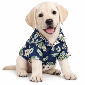 Hawaiian Beach Camp Shirt (colour: Coconut tree shirt black, size: XS (about 2-3 kg pet))