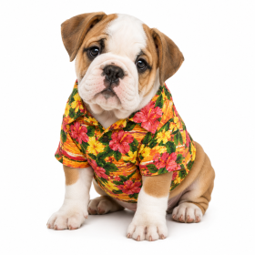 Hawaiian Camp Shirt (Color: Sunset Hibiscus, size: XX-Small)