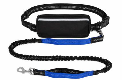 Hands Free Bungee Leash with Zipper Pouch (Specification (L * W): 2.5*122CM, Product Color: Blue suit)