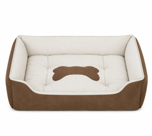 Pet Dog Bed Soft Warm Fleece Puppy Cat Bed Dog Cozy Nest Sofa Bed Cushion (Color: Brown, size: S)
