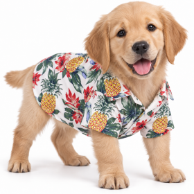 Hawaiian Beach Camp Shirt (colour: Pineapple shirt white, size: XS (about 2-3 kg pet))