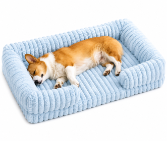 Warm Fabric Dog Bed - Light Blue (Product Size: S)