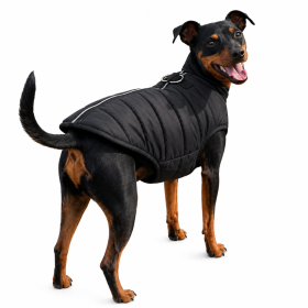 Zip-up Dog Puffer Vest (Color: Black, size: X-Small)