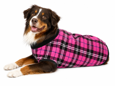 Reversible Fleece Lined Puffer Dog Coat (Color: Pink Plaid, size: X-Small)