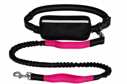 Hands Free Bungee Leash with Zipper Pouch (Specification (L * W): 2.5*122CM, Product Color: Rose red suit)