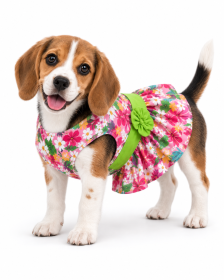 Pink Hawaiian Floral Dog Dress with Matching Leash (Product Size: XS)
