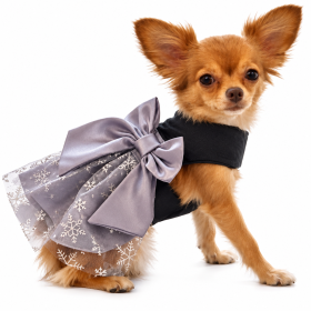 Snowflake Harness Dress with Matching Leash for Small and Medium Dogs (Product Size: XS)