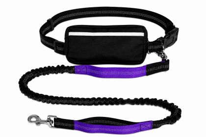Hands Free Bungee Leash with Zipper Pouch (Specification (L * W): 2.5*122CM, Product Color: Purple suit)