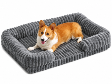 Warm Fabric Dog Bed - Light Grey (Product Size: S)