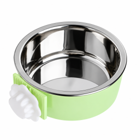 Removable Stainless Steel Hanging Pet Crate Food and Water Bowl (size: green)