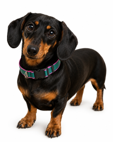 Waterproof Stain-Resistant Dog Collar, Green & Pink Color Block Pet Neck Strap, Adjustable Quick-Release Buckle, Comfortable No Choking (size: S)