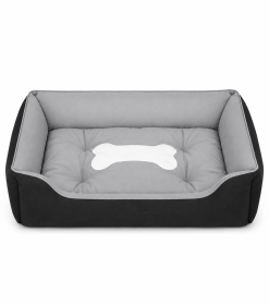 Pet Dog Bed Soft Warm Fleece Puppy Cat Bed Dog Cozy Nest Sofa Bed Cushion (Color: Black, size: S)