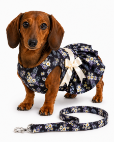 Purple Twilight Hawaiian Harness Dress with Matching Leash for Small and Medium Dogs (Product Size: XS)