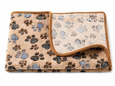 Soft and Fluffy High Quality Fluffy Cute Star Printing Pet Mat Warm and Comfortable Pet Blanket for Dogs and Cats Pet Supplies (Color: Brown dog paw, size: For kittens 60X40cm)