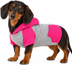 Color-Block Hoodie with Kangaroo Pocket (Color: Pink on Gray, size: X-Small)