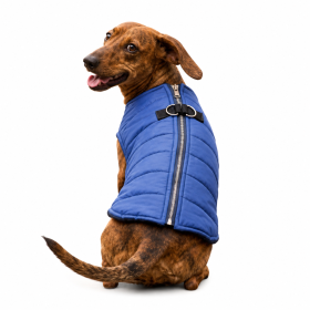 Zip-up Dog Puffer Vest (Color: Navy Blue, size: X-Small)