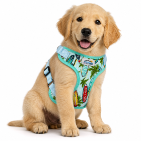 Wrap and Snap Choke Free Dog Harness by Doggie Design (Color: Surfboards and Palms, size: X-Small)