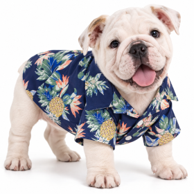 Hawaiian Beach Camp Shirt (colour: Pineapple shirt navy, size: XS (about 2-3 kg pet))