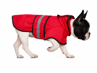 Reflective Poncho Style Hooded Dog Raincoat (Color: Red, size: small)