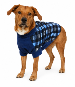 Reversible Fleece Lined Puffer Dog Coat (Color: Blue Plaid, size: X-Small)
