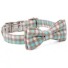 Cotton Alloy Buckle Bowtie Collar - Cyan