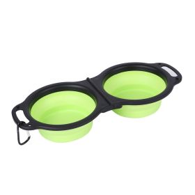 Rubber Folding Dog Food and Water Bowl (Color: Green)