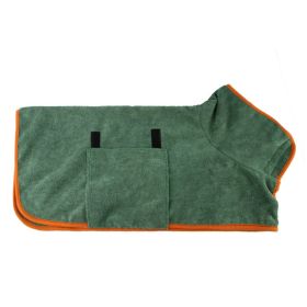 Micro Fiber Absorbant Dog Bathrobe (Color: Dark Green, size: XS)