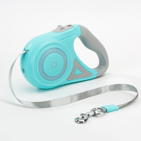 Retractable Dog Leash With LED Flash Light; Adjustable Tractor Rope For Outdoor; No Batteries; length 3m (Color: Lake Blue, size: S)