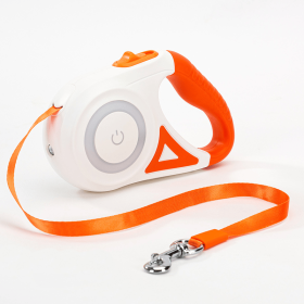 Retractable Dog Leash With LED Flash Light; Adjustable Tractor Rope For Outdoor; No Batteries; length 3m (Color: Orange-Red, size: S)
