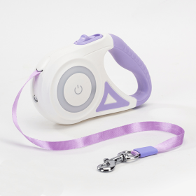 Retractable Dog Leash With LED Flash Light; Adjustable Tractor Rope For Outdoor; No Batteries; length 3m (Color: Light Purple, size: S)