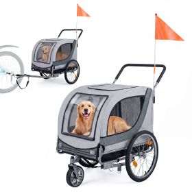 2-in-1 Dog Bike Trailer with Universal Bicycle Coupler (Color: White)