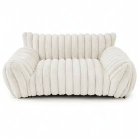 Fleece Dog Bed with Removable Washable Cover (Color: White, size: S)