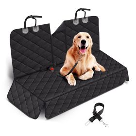 Waterproof Scratchproof Back Seat Cover with Seat Belt (Color: Black, size: One size)