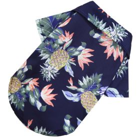 Hawaiian Beach Camp Shirt (colour: Pineapple shirt navy, size: XS (about 2-3 kg pet))