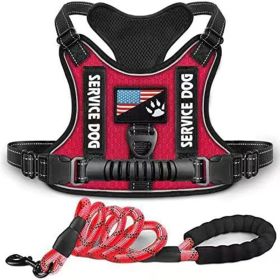 Pet Harness And Leash Set For Dog & Cat; Adjustable No Pull Service Dog Vest Harness For Walking (Color: Red, size: S)
