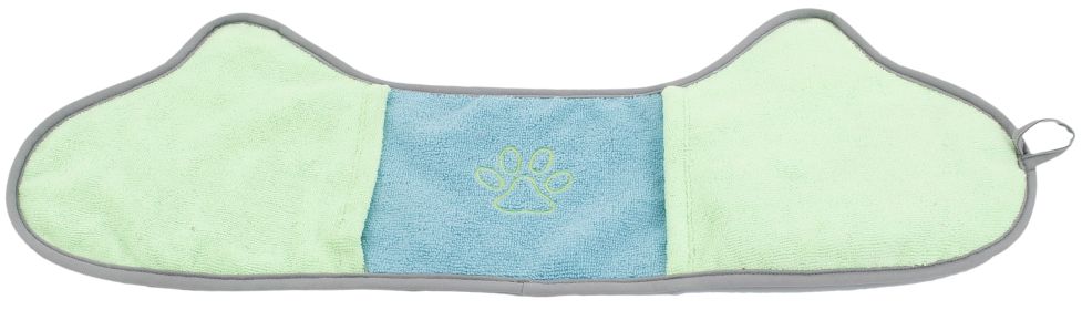 2-in-1 Hand-Inserted Microfiber Pet Grooming Towel and Brush (Color: Blue / Aqua)