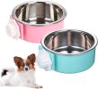 Removable Stainless Steel Hanging Pet Crate Food and Water Bowl