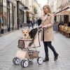 4 Wheel Pet Stroller for Small Dogs Cats up to 33 LBS