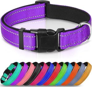 Reflective Dog Collar; Soft Neoprene Padded Breathable Nylon Pet Collar Adjustable for Medium Dogs (Color: Purple, size: X-Small (Pack of 1))
