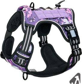 Tactical Dog Harness for Small Medium Dogs (Color: Purple Camo, size: S(Neck)