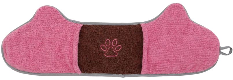 2-in-1 Hand-Inserted Microfiber Pet Grooming Towel and Brush (Color: Brown / Pink)