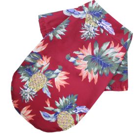 Hawaiian Beach Camp Shirt (colour: Pineapple shirt wine red, size: XS (about 2-3 kg pet))