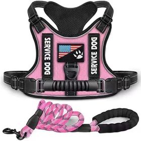 Pet Harness And Leash Set For Dog & Cat; Adjustable No Pull Service Dog Vest Harness For Walking (Color: Pink, size: S)