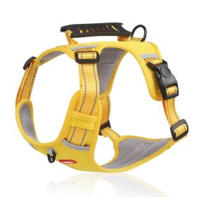 No Pull Pet Harness For Dog & Cat; Adjustable Soft Padded Large Dog Harness With Easy Control Handle (Color: Yellow, size: S)