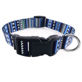 Digital printing Pet collar Bohemian collar Ethnic dog collar (Color: Bohemian blue, size: Collar S)