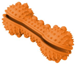 Pet Life 'Denta-Bone' TPR Treat Dispensing and Dental Cleaning Durable Dog Toy (Color: Orange)